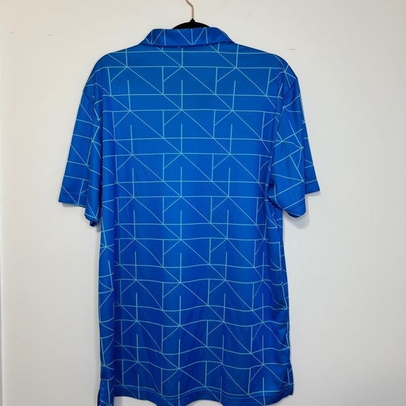 Adidas Men’s Performance Polo Shirt | Blue Geometric Print | Size L - Picture 2 of 9